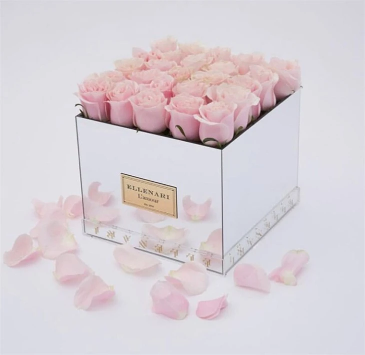 Wedding Decorations Silver Gold Mirror Acrylic Rose Box Acrylic Flower Box With Mirror